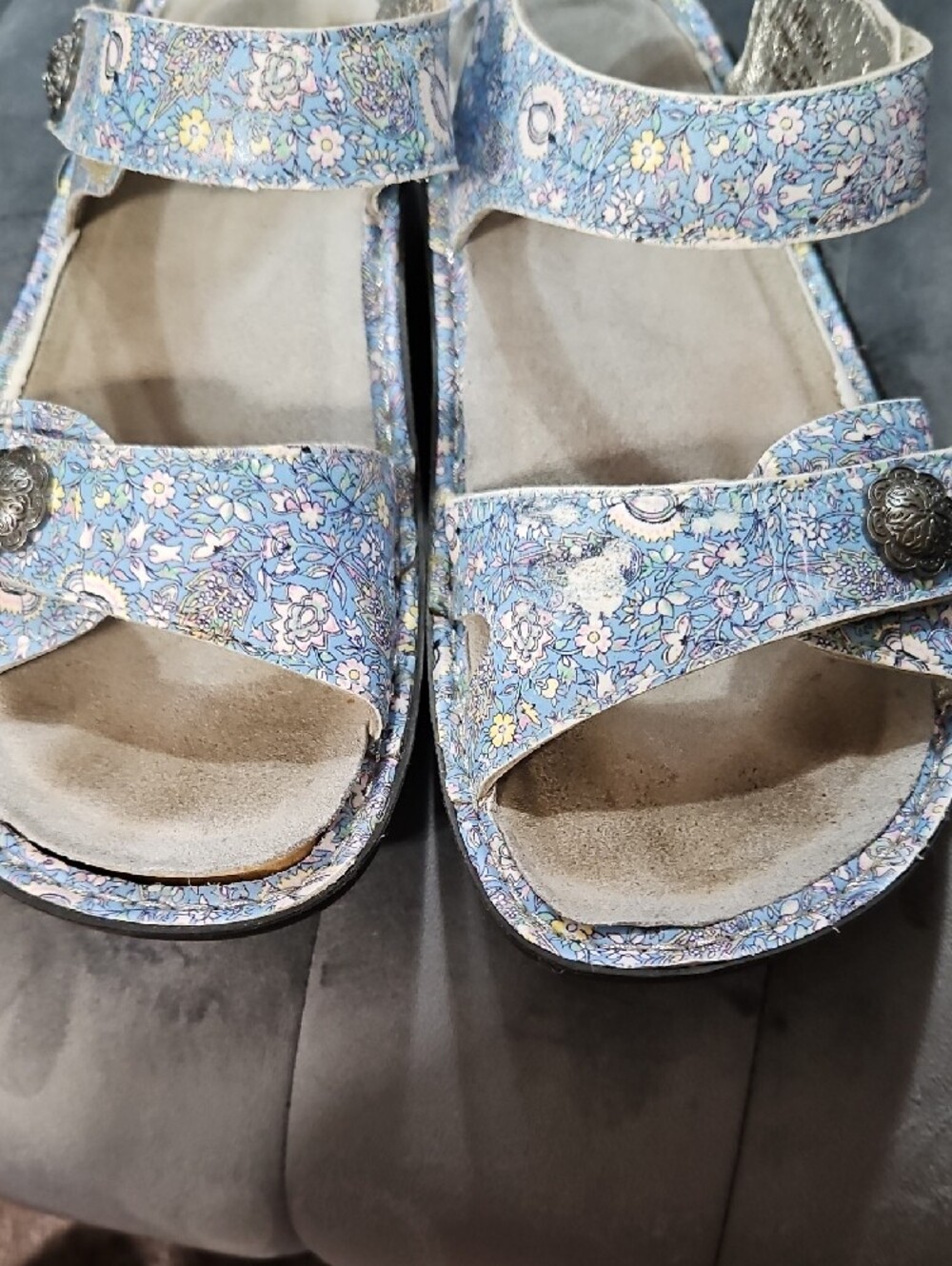 Alegria Girls' Pastel Floral Sandals with Butterfly Accent - Light Blue - Picture 3 of 6